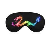 Comfortable Sleeping Mask, Airplane Travel Adjustable Strap Sleep Eye Mask, Cool Fire Rainbow Dragon