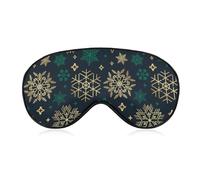 Comfortable Sleeping Mask, Airplane Travel Adjustable Strap Sleep Eye Mask, Golden Snowflake Christmas Decorations Green Black