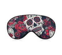 Comfortable Sleeping Mask, Airplane Travel Adjustable Strap Sleep Eye Mask, Mexican Day Dead Rose Sugar Skull