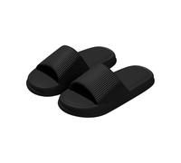 Comfortable Slides for Women Thick Soft Sole Anti-Slip Peep Toe Bathroom House Shower Casual Slippers Black, Size 6