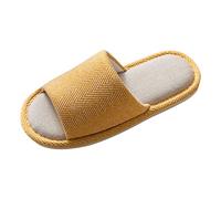 Comfortable Slippers, Non-Slip Household Shoes, Memory Foam Flat Hut Shoes, Linen Slippers, Pair of Soft Guest Slippers, Indoor Cosy Slippers for Indoor and Outdoor Use Four Seasons, yellow, 8 UK