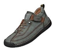 Comfortable Sneakers, Handmade Leather Comfortable Shoes, Unisex Soft Comfort Arch Support Loafers (Army Green,13)