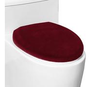 Comfortable Soft Plush Toilet Lid Cover for Bathroom, Machine Washable Toilet Seat Covers, Fits Most Round Elongated and Oblong Lids, Easy Installation& Cleaning (Burgundy)