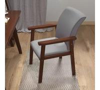 Comfortable Solid Wood Dining Chair with Armrests Walnut & Dark Gray Versatile Living Room Kitchen Office and Bedroom Chair 18.1" x 21"