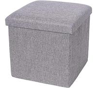 Comfortable Step Stool for Living Room Bedroom Office,Space Saving Cube Foot Stool with Padded Seat,Cotton Linen Folding Storage Ottoman Bench-Pink 40x25x25cm,Gray-50x31x31cm