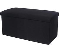 Comfortable Step Stool for Living Room Bedroom Office,Space Saving Cube Foot Stool with Padded Seat,Cotton Linen Folding Storage Ottoman Bench-Pink 40x25x25cm,Black-30x30x30cm