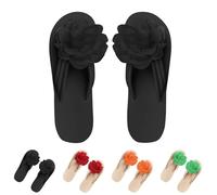 Comfortable Summer Slippers, Women's Beach Sandals, Flower Platform Sandals, Women's Slippers, Summer Lightweight Water Shoes, Open Toe Flip Flops, Platform Slippers, black, 9 UK