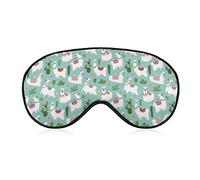Comfortable & Super Soft Eye Mask 3D Eye Cover for Adult Kids Boys Teens, Cute Alpaca Llama Cactus Flowers Floral Mint Green Sleeping Mask for Sleep Shift Work Work, Machine Washable BlockLight