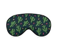 Comfortable & Super Soft Eye Mask 3D Eye Cover for Girls Women Kids, Silk Sleep Mask Sleeping Eye Mask Eye Cover with Adjustable Strap (Green Cactus Art)
