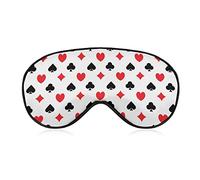 Comfortable & Super Soft Eye Mask Blindfold Eyeshade for Men Women Kids, Black Red Hearts Poker Cards Pattern Sleep Mask for Night Sleeping Plane Meditation, Machine Washable