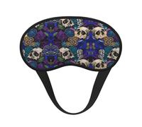 Comfortable & Super Soft Eye Mask for Travel Work Shift Sleep Naps - Abstract Skull Purple Blue Leaves Art Pressureless Traveling Sleeping Eye Mask Cover for Men Women Kids