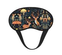 Comfortable & Super Soft Eye Mask for Travel Work Shift Sleep Naps - Magic Mushrooms Wild Animals Deer Art No Pressure Sleeping Eye Mask for Boys & Girls