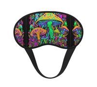 Comfortable & Super Soft Eye Mask for Travel Work Shift Sleep Naps - Trippy Mushroom Magica World Glowing Psychedelic Art Pressureless Traveling Sleeping Eye Mask Cover for Men Women Kids