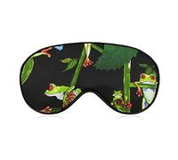 Comfortable & Super Soft Frog World Art Sleeping Eye Mask for Boys Girls, Eyeshade with Adjustable Strap Lunch Break Traveling Sleeping Eye Mask Cover