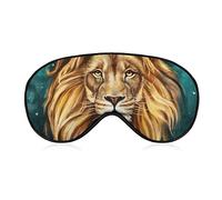 Comfortable & Super Soft King of The Lion Head Teal Green Galaxy Art Sleep Eye Mask for Boys Girls, Eye Cover with Adjustable Strap Lunch Break Traveling Sleeping Eye Mask Cover