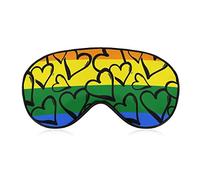 Comfortable & Super Soft LGBT Pride Rainbow Colored Love Hearts Art Sleep Eye Mask for Boys Girls, Eye Cover with Adjustable Strap Lunch Break Traveling Sleeping Eye Mask Cover