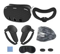 Comfortable Touch Vr Case Long-lasting Vr Case 2pcs Vr Protective Case for Meta Quest3 Impact-resistant Shockproof Anti-scratch Silicone Vr Case Black