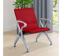 Comfortable Waiting Room Chair - Office Guest Reception Bench with Backrest & Armrests - Stylish Airport & Clinic Lobby Furniture - Red Seating for Hospitals & Salons