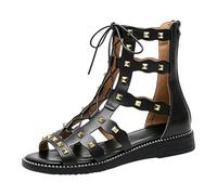 comfortable walking sandal for women Women's Studded Strappy Sandals Stylish Flat Openwork Strap High Top Sandals Comfortable Casual For Outdoor Wear. Womens Fisherman (4)
