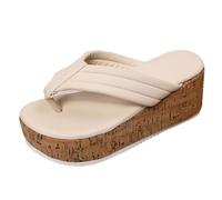 Comfortable Walking Sandals for Women Clip Toe Outdoor Thick Casual Slippers Womens Wedge Shoes (White, 7)