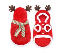 Comfortable, warm, and stylish fleece sweater for small dogs and cats, autumn and winter pullover, Sphynx cat veilleryday(Red Green Scarf,XS)