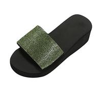 Comfortable Wide Fit Flatform Sandals for Women Women Slope Heel Thick Bottom Slippers Fashion With Butterfly Decoration Wear Beach Slippers Outside The Sliders Size 5 Black Womens Wide Fit (Green, 5)