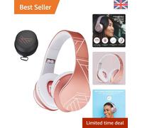 PowerLocus Bluetooth Over-Ear Headphones, Wireless Stereo Foldable Headphones Wireless and Wired Headsets with Built-in Mic, Micro SD/TF, FM for iPhone/Samsung/iPad/PC (Rose Gold)