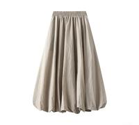 Comfortable Women Maxi Skirt with Elastic High Waist and Lantern Style for Casual Outings (Average Size Khaki)