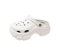 Comfortable Women's Sandals with Adjustable Buckle - Platform Clogs for Everyday Leisure Beach Non-Slip Slippers Slip Design Versatile Garden Shoes Stylish Summer Companions, White, 8.5 UK