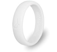 Comfortable Womens Silicone Ring, Modern Wedding Rings for Women, Hypoallergenic, Breathable, Non-Toxic, Flexible & Safe for Your Fingers, Outdoor Activities, Sports, Extreme Adventures. White. (6)