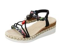 Comfortable Women's Tongue Shoes Breathable Summer Open Toe Sandal Large Size Summer Sandals Beach Shoes Dance Fashion Tropeziennes Fish Mouth Sandals, Black, 8 UK