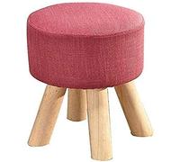 Comfortable Wooden Footrest Stool Upholstered Ottoman for Foot Relaxation Round Solid Wood Footstool Shoe Changing Bench Stylish Home Footrest for Daily Use