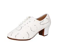 Comfortable Work Shoes for Women Tennis Shoes Leisure Women's Sequin Soft Sole Solid Color Non Slip Square Heels Round Toe Breathable Dancing Orthopedic Walking Wide fit Trainer White 7