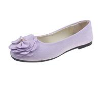 Comfortable Work Shoes for Women Women's Ballet Flats, Elegant Flat Shoes with Flowers, Faux Suede Slip On Loafer Classic Casual Evening Working Shoe for Woman Ladies Hot Pink