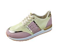 Comfortable Work Shoes for Women Womens Sport Outdoor Shoes Ladies Fashion Color Blocking Leather Round Head Flat Casual Sports Orthopedic Tennis Trainers Women Sneaker Beige 6.5