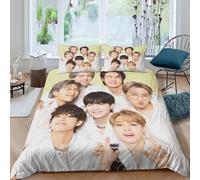 EOASNRTCB Comforter Cover BTS Bulletproof Boy Bedding Set 3D Bangtan Boys Printed Duvet Cover for Children Kids Girls Boys Bedspread Quilt Cover Room Decor Bedclothes Double（200x200cm）