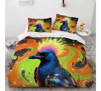 Comforter Cover Set for Kids Boys Girls Parrot Bird Print Duvet Cover Abstract Art Bedding Set 3D Printed Quilt Cover,Room Decor 3Pcs Bedding Double Size