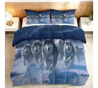 Comforter Duvet Set 230x220cm Snow-Capped Mountains Animals Wolf Packs Reversible Duvet Hypoallergenic for Boys Girls Teen Kids Home Decor, Bedding Duvet Set with 2 Pillowcase, All Season