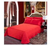 Comforter Sets, Red 3Pieces King size Luxury 600TC Egyptian Cotton Quilted Bedspread Bed coverlet set with Match Pillowcase Multi Solid Color