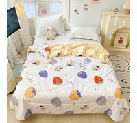 Comforter Thin,Summer Lightweight Floral Quilt,100% Washed Cotton,Machine Washable,Soft Comfy Breathable Can Sleep Naked,Quilt for All Season (G,100x140cm)