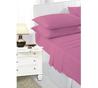 Comfortesy Duvet Quilt Cover Set - Poly Cotton Plain Dyed Bedding Set With Matching Pillowcases- Easy Care Machine Washable - Durable | Single Double King Super King Bed Size (Fuchsia, Single)