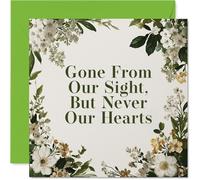 Comforting Sympathy Card - Gentle Comfort in Difficult Times - Elegant Green and White Floral Motif with Heartfelt Message - 145mm Square, Envelope Included