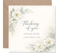 Comforting Sympathy Card - Gentle Words for a Difficult Time - Soft Floral Artwork with Thoughtful 'Thinking of You' Message - 145mm Square, Envelope Included