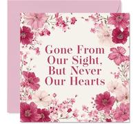 Comforting Sympathy Card - Gentle Words of Remembrance - Pink and Cream Floral Motif with Heartfelt Message - A Thoughtful Way to Show You Care - 145mm Square, Envelope Included