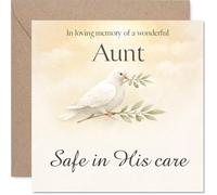 Comforting Sympathy Card - Loss of Aunt - Gentle Dove and Olive Branch Artwork - Soft Pastel Memorial Motif - Calming Tribute for Times of Loss - 145mm Square, Envelope Included