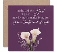 Comforting Sympathy Card - Loss of Dad - Gentle Words for Difficult Days - Serene Calla Lilies on Soothing Purple - Thoughtful Support During Loss - 145mm Square, Envelope Included