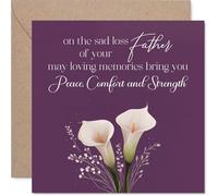 Comforting Sympathy Card - Loss of Father - Sincere Condolences at a Difficult Time - Elegant Calla Lilies on Gentle Purple - 145mm Square, Envelope Included