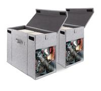 ComfortKeeper 2 Pack Comic Book Storage Box With Lid, Collapsible Magazine Comic Book Box Case Bin Container Holder With Large Clear Window, Standard Size, Grey