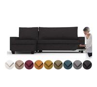 comfortly Cover for Vilasund Sofa Bed with Interchangeable Chaise Longue, Replacement Slipcover, Heavy Duty 8 pcs Cover, Soft Durable Washable Fabric, Easy to Clean & Replace (Crown - Black)