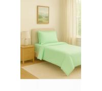 COMFORTNIGHTS, Flame Retardant Bed Linen Single Duvet Cover - Envelope End (Green), certified to BS7175 Ignition Source 5+7, also known as Crib 7 or FR Source 7.